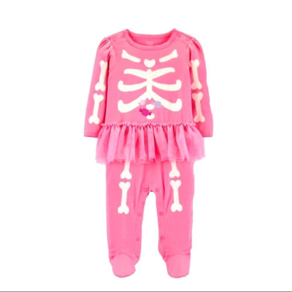 𝅺NWT PINK CANDY TUMMY SKELETON HALLOWEEN SLEEPER